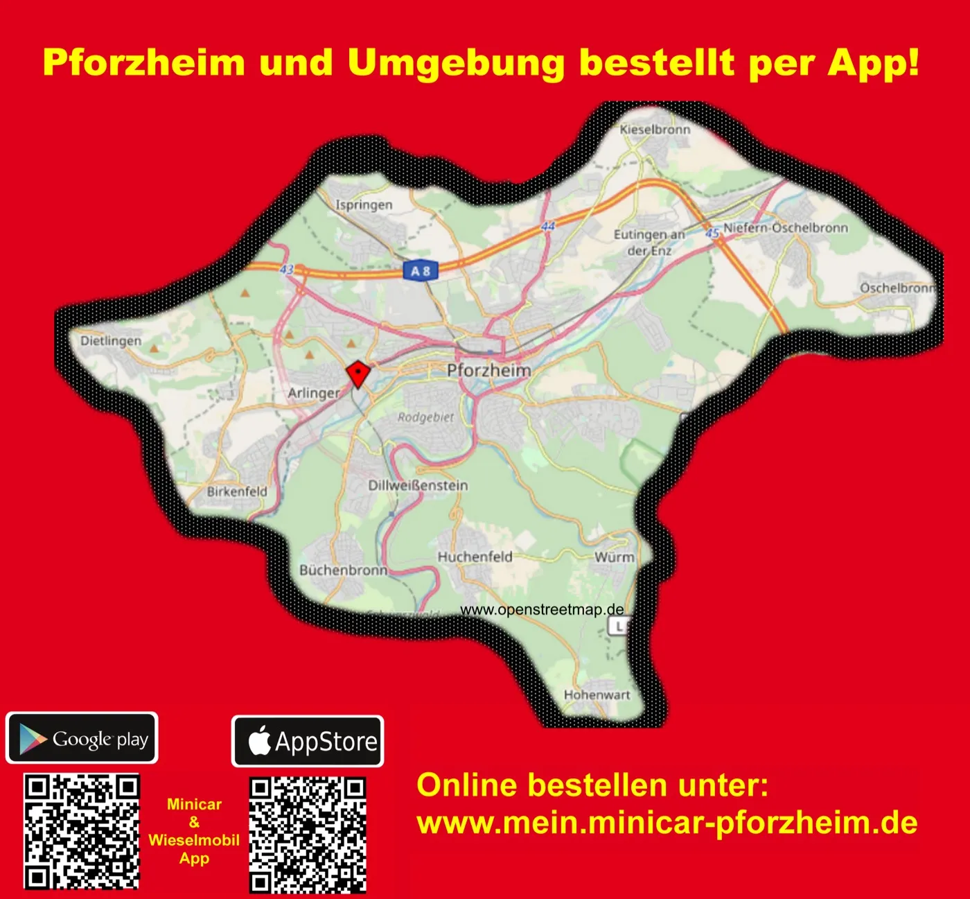 Service-Gebiet Minicar Pforzheim
